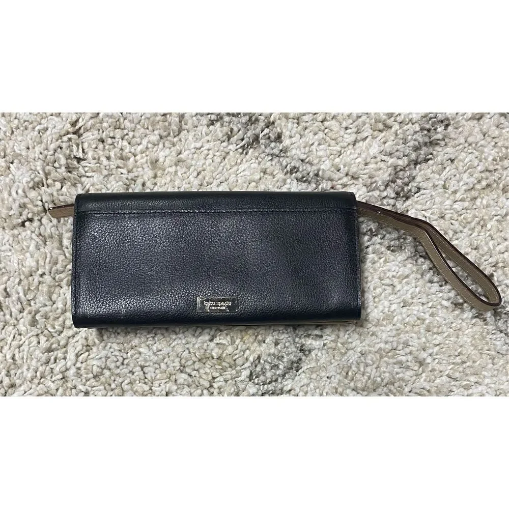 Kate Spade Black & Taupe Leather Elena Shoulder Bag & Wallet/Wristlet